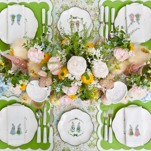 Starter Plates | Crockery Sets<Mrs. Alice Blue & Pink Cottontail Bunny Starter Plates (Set of 4)