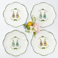 Dinner Plates | Crockery Sets<Mrs. Alice Blue & Pink Cottontail Bunny Dinner Plates (Set of 4)