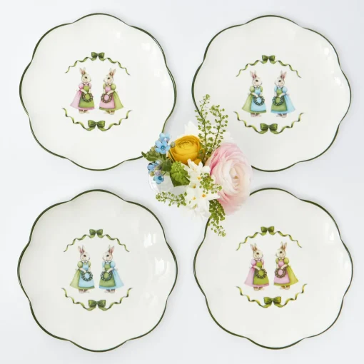 Dinner Plates | Crockery Sets<Mrs. Alice Blue & Pink Cottontail Bunny Dinner Plates (Set of 4)