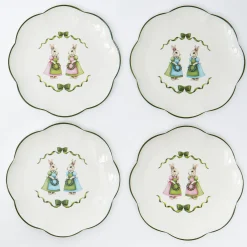 Starter Plates | Crockery Sets<Mrs. Alice Blue & Pink Cottontail Bunny Starter Plates (Set of 4)