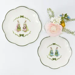 Starter Plates | Crockery Sets<Mrs. Alice Blue & Pink Cottontail Bunny Starter Plates (Set of 4)