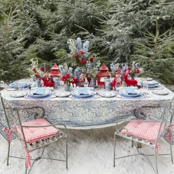 Napkins<Mrs. Alice Blue & Red Hand Embroidered Father Christmas Napkins (Set of 4)
