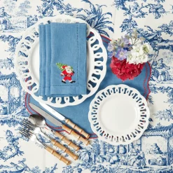 Napkins<Mrs. Alice Blue & Red Hand Embroidered Father Christmas Napkins (Set of 4)