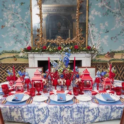 Napkins<Mrs. Alice Blue & Red Hand Embroidered Father Christmas Napkins (Set of 4)