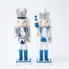 Christmas Decorations<Mrs. Alice Blue & White Glitter Nutcrackers (Pair)