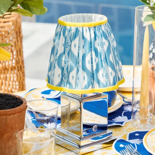 Lampshades<Mrs. Alice Blue & Yellow Ikat Lampshade (18cm)