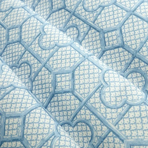 Serena Fresson Fabrics<Mrs. Alice Blue Bamboo Trellis Fabric