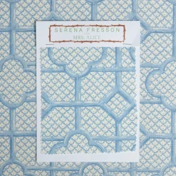 Serena Fresson Fabrics<Mrs. Alice Blue Bamboo Trellis Fabric