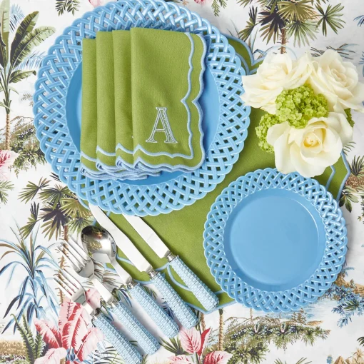 Summer Crockery | Crockery Sets<Mrs. Alice Blue Basketweave Dinner & Starter Plates (Set of 8)