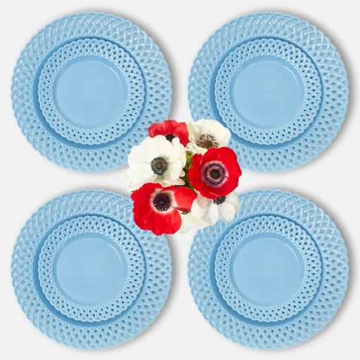 Summer Crockery | Crockery Sets<Mrs. Alice Blue Basketweave Dinner & Starter Plates (Set of 8)