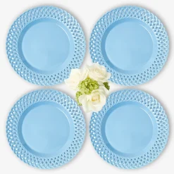 Summer Crockery | Dinner Plates<Mrs. Alice Blue Basketweave Dinner Plates (Set of 4)