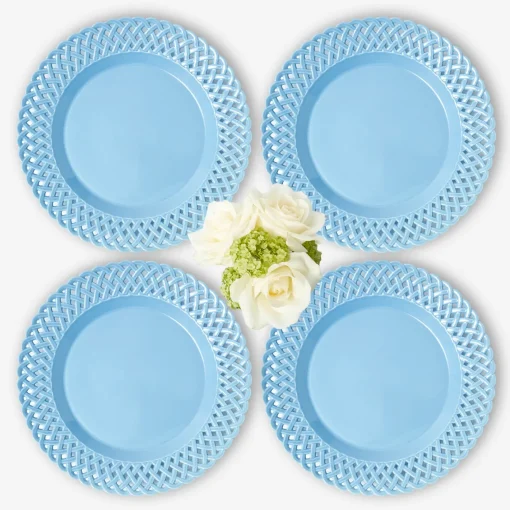 Summer Crockery | Dinner Plates<Mrs. Alice Blue Basketweave Dinner Plates (Set of 4)
