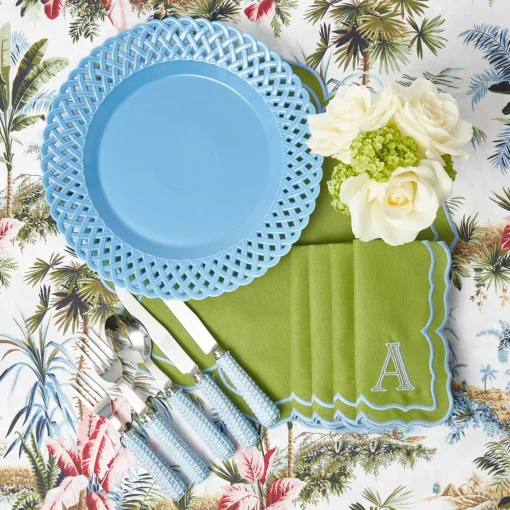 Summer Crockery | Dinner Plates<Mrs. Alice Blue Basketweave Dinner Plates (Set of 4)