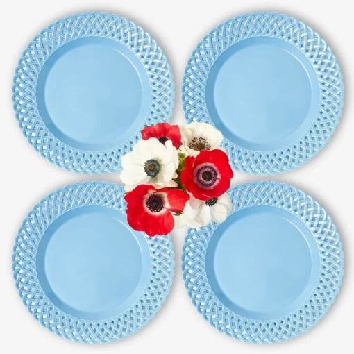Summer Crockery | Dinner Plates<Mrs. Alice Blue Basketweave Dinner Plates (Set of 4)