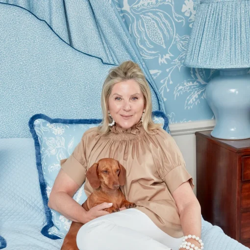 Serena Fresson Fabrics<Mrs. Alice Blue Chelsea Square Fabric