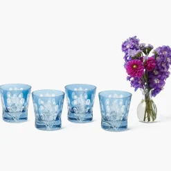 Glasses<Mrs. Alice Blue Fern Engraved Water Glasses (Set of 4)