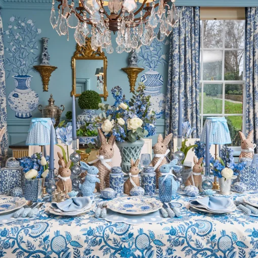 Spring Decorations<Mrs. Alice Blue Floral Bunny (Pair)