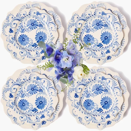 Crockery Sets<Mrs. Alice Blue Flowers Dinner & Starter Plates (Set of 8)