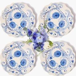 Dinner Plates | Crockery Sets<Mrs. Alice Blue Flowers Dinner Plates (Set of 4)