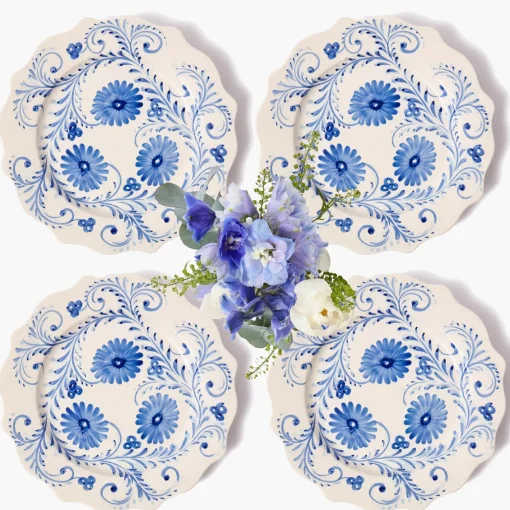 Dinner Plates | Crockery Sets<Mrs. Alice Blue Flowers Dinner Plates (Set of 4)