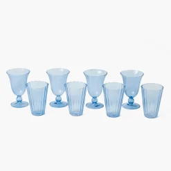 Glasses | Glassware Sets<Mrs. Alice Blue Fluted Glassware (Set of 8)