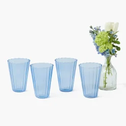 Glasses<Mrs. Alice Blue Fluted Water Glasses (Set of 4)