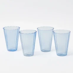 Glasses<Mrs. Alice Blue Fluted Water Glasses (Set of 4)
