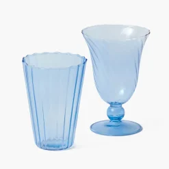 Glasses<Mrs. Alice Blue Fluted Water Glasses (Set of 4)