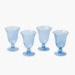 Glasses<Mrs. Alice Blue Fluted Wine Glasses (Set of 4)