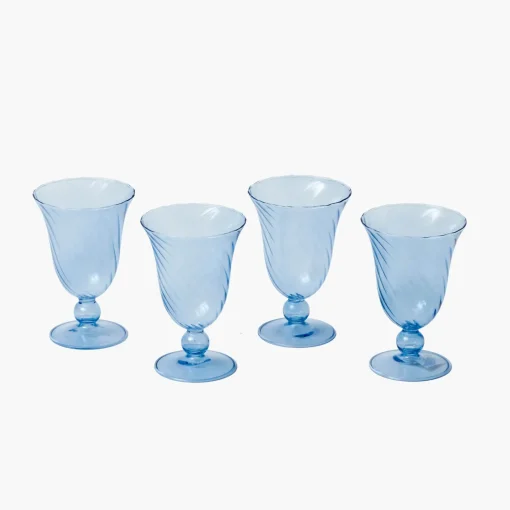 Glasses<Mrs. Alice Blue Fluted Wine Glasses (Set of 4)