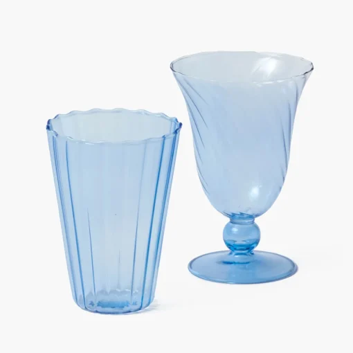Glasses<Mrs. Alice Blue Fluted Wine Glasses (Set of 4)