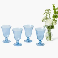 Glasses<Mrs. Alice Blue Fluted Wine Glasses (Set of 4)