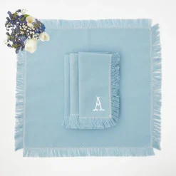 Napkins | Mrs. Alice Monogram<Mrs. Alice Blue Fringe Napkins (Set of 4)