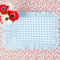 Placemats<Mrs. Alice Blue Gingham Ruffle Placemats (Set of 4)