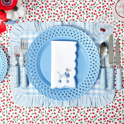 Placemats<Mrs. Alice Blue Gingham Ruffle Placemats (Set of 4)