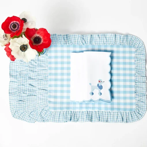 Placemats<Mrs. Alice Blue Gingham Ruffle Placemats (Set of 4)