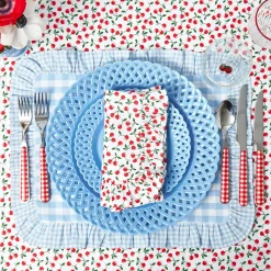Placemats<Mrs. Alice Blue Gingham Ruffle Placemats (Set of 4)