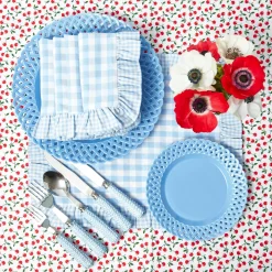 Placemats<Mrs. Alice Blue Gingham Ruffle Placemats (Set of 4)