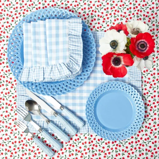 Placemats<Mrs. Alice Blue Gingham Ruffle Placemats (Set of 4)