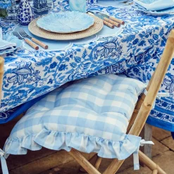 Cushions<Mrs. Alice Blue Gingham Ruffle Seat Pad Cushion