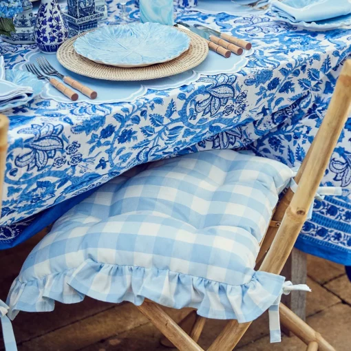 Cushions<Mrs. Alice Blue Gingham Ruffle Seat Pad Cushion