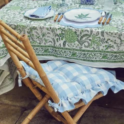 Cushions<Mrs. Alice Blue Gingham Ruffle Seat Pad Cushion