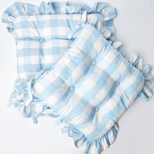 Cushions<Mrs. Alice Blue Gingham Ruffle Seat Pad Cushion