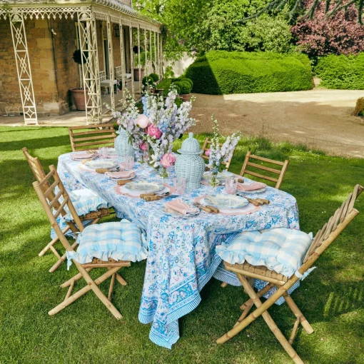 Cushions<Mrs. Alice Blue Gingham Ruffle Seat Pad Cushion