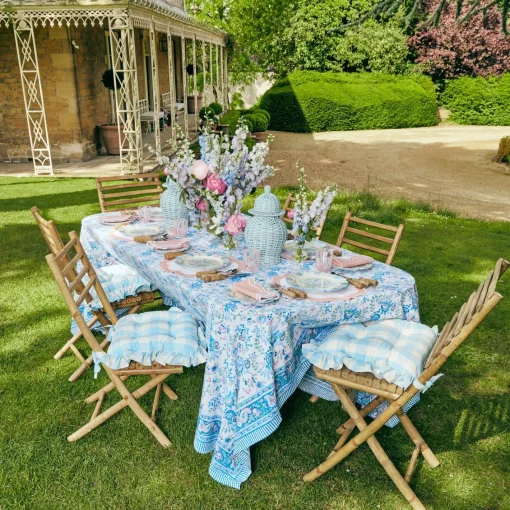 Cushions<Mrs. Alice Blue Gingham Ruffle Seat Pad Cushion (Set of 4)