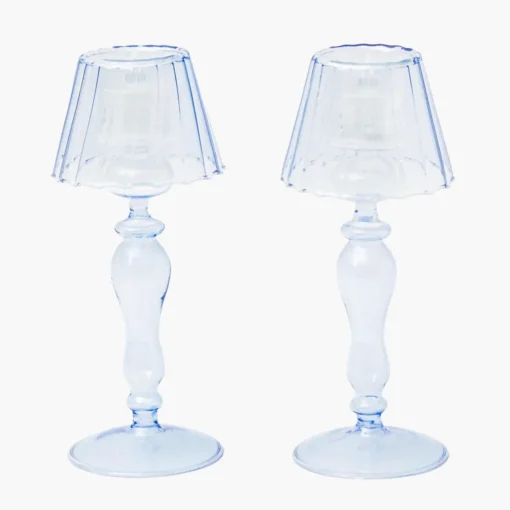 Summer Candleware | Candle Holders<Mrs. Alice Blue Glass Lantern Tea Light Holders (Pair) - 24cm