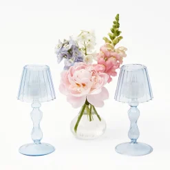 Summer Candleware | Candle Holders<Mrs. Alice Blue Glass Lantern Tea Light Holder (Pair) - 18 cm