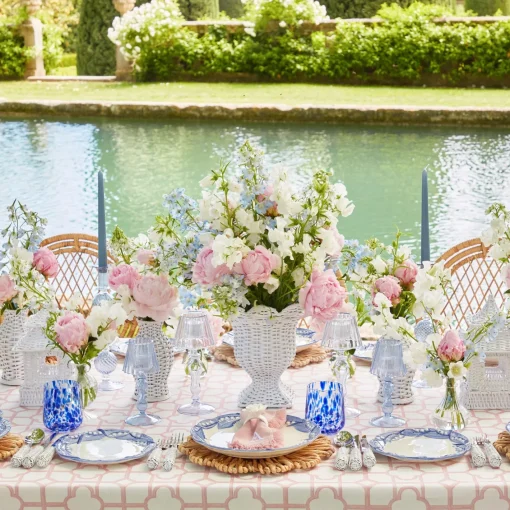 Summer Candleware | Candle Holders<Mrs. Alice Blue Glass Lantern Tea Light Holders (Pair) - 24cm