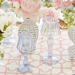 Summer Candleware | Candle Holders<Mrs. Alice Blue Glass Lantern Tea Light Holder (Pair) - 18 cm