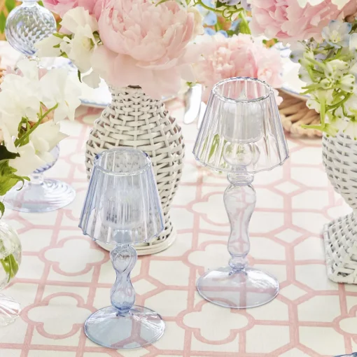 Summer Candleware | Candle Holders<Mrs. Alice Blue Glass Lantern Tea Light Holder (Pair) - 18 cm
